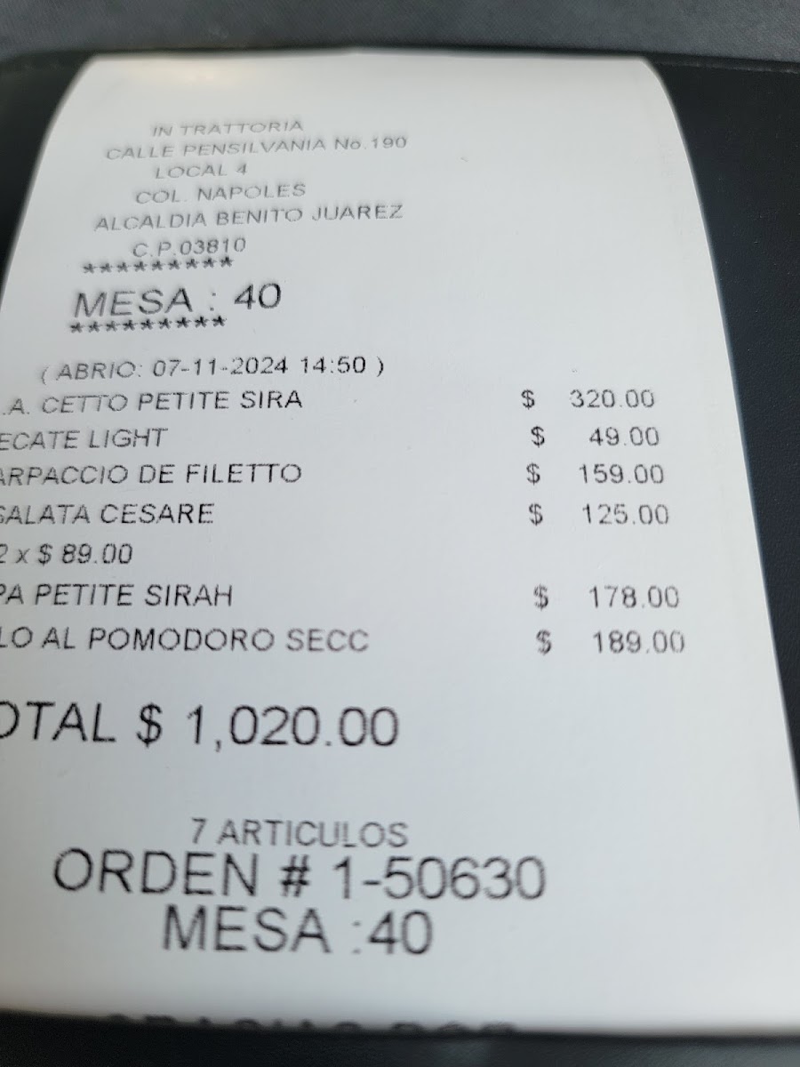 Trattoria di Nabucco Napoles Menu - Image 6